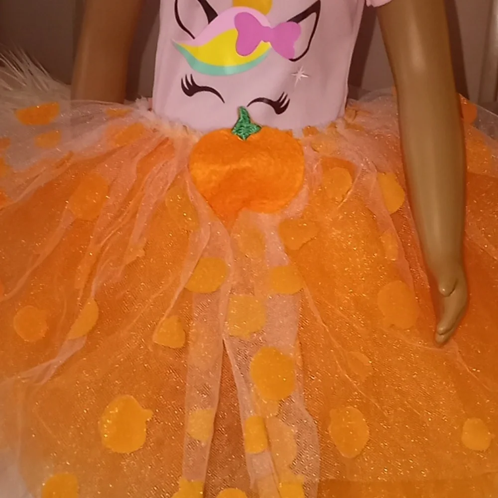 Baby Gear Halloween Fall Pumpkin Polka Dot Tutu Skirt Size 2T / 4T